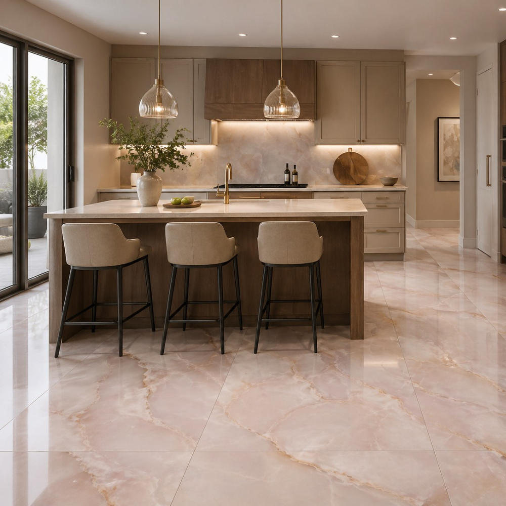 Piastrella da pavimento e rivestimento interno in gres porcellanato, effetto marmo onice rosa 60x120 cm Sp. 9 mm - 3