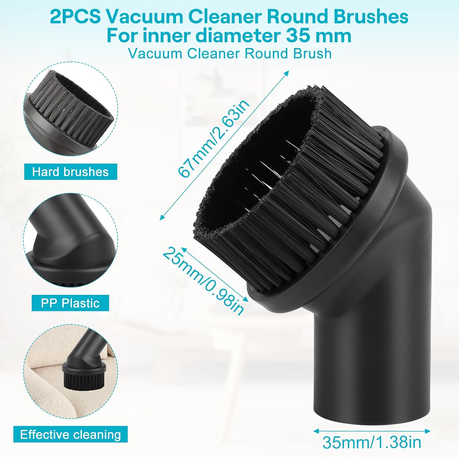 2 Pièces Brosses à Poussière 35 mm, Brosse Aspirateur Universel, Brosses d'Aspirateur Premium, Accessoires Aspirateur, Brosse à Poussière Aspirateur - 2