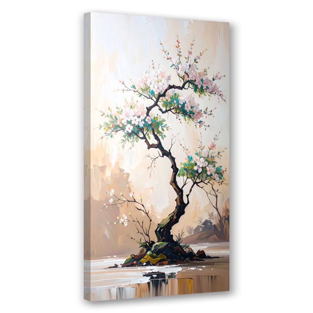 Obraz canvas do salonu kuchni drzewko bonsai białe kwiaty gałązki 40x80