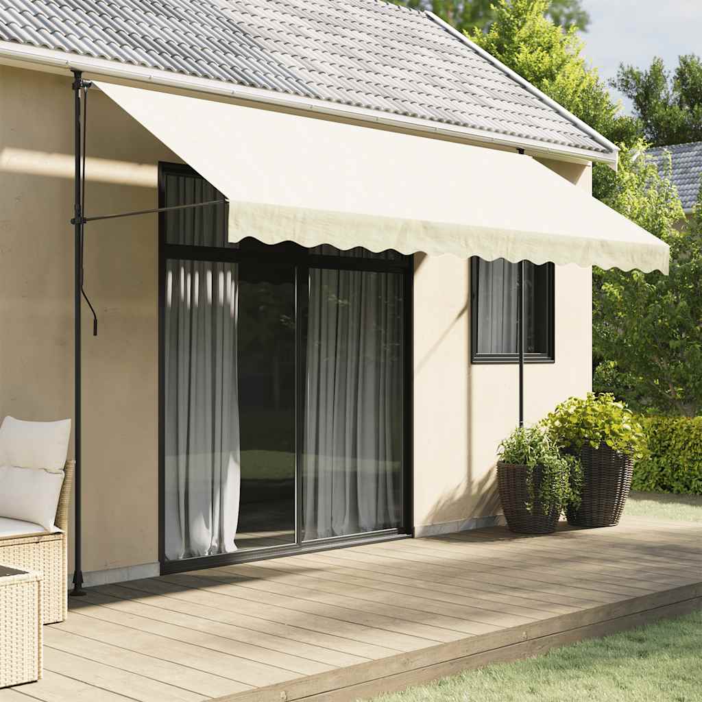 Maison exclusive - toldo retráctil de tela y acero crema 350x150 cm