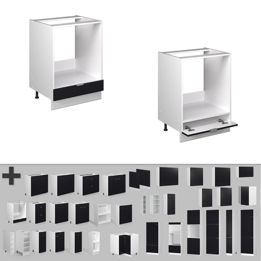 Vicco Meuble pour four Fame-Line, Noir rayé, 60cm sans PT - 5
