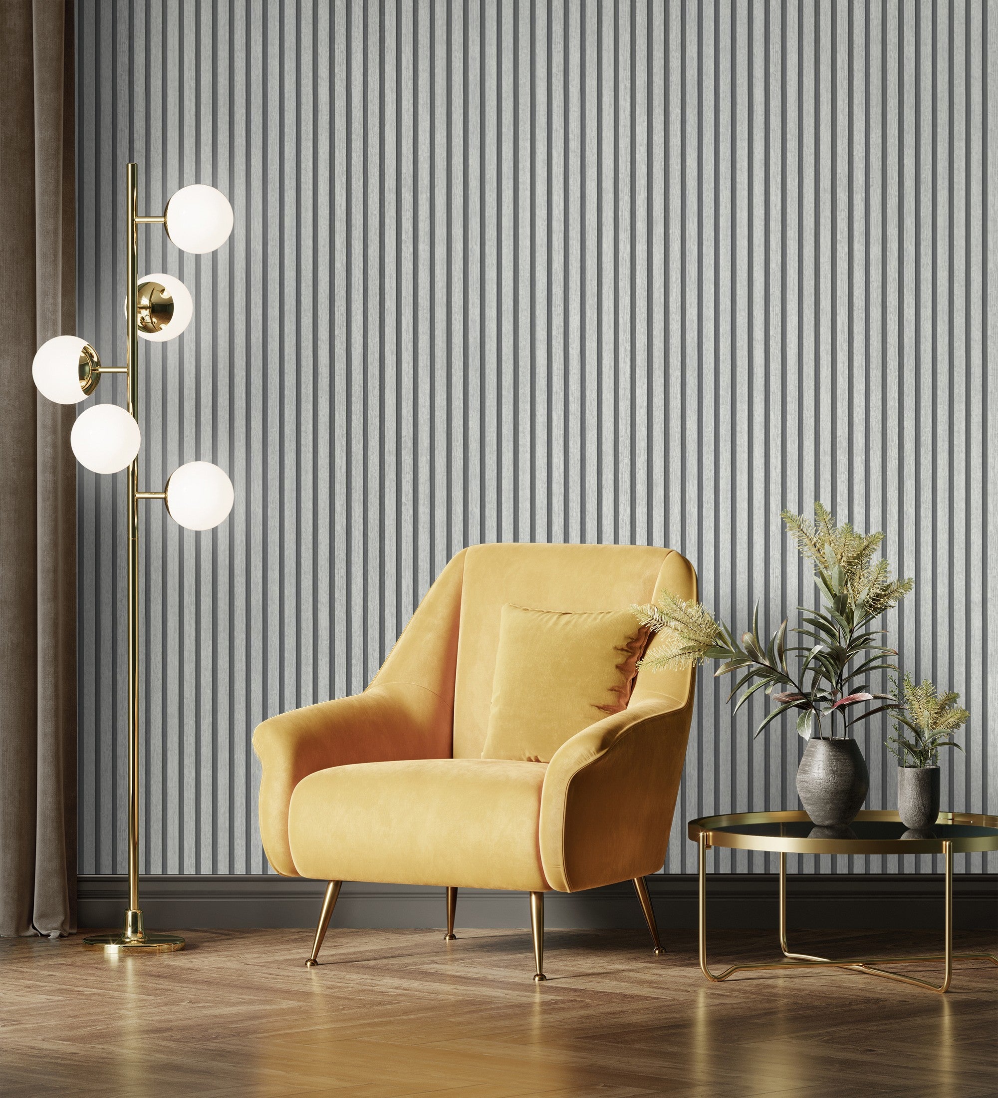 Papier peint lattes de bois teintées blanc imitation design de persienne - Lance Wood Line 682661 de GAULAN - Rouleaux de 10 m x 0,53 m - 8