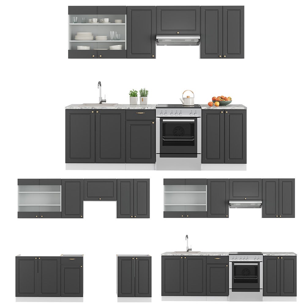Vicco Cuisine Fame-Line, Anthracite-or/blanc, 240cm sans PT - 8