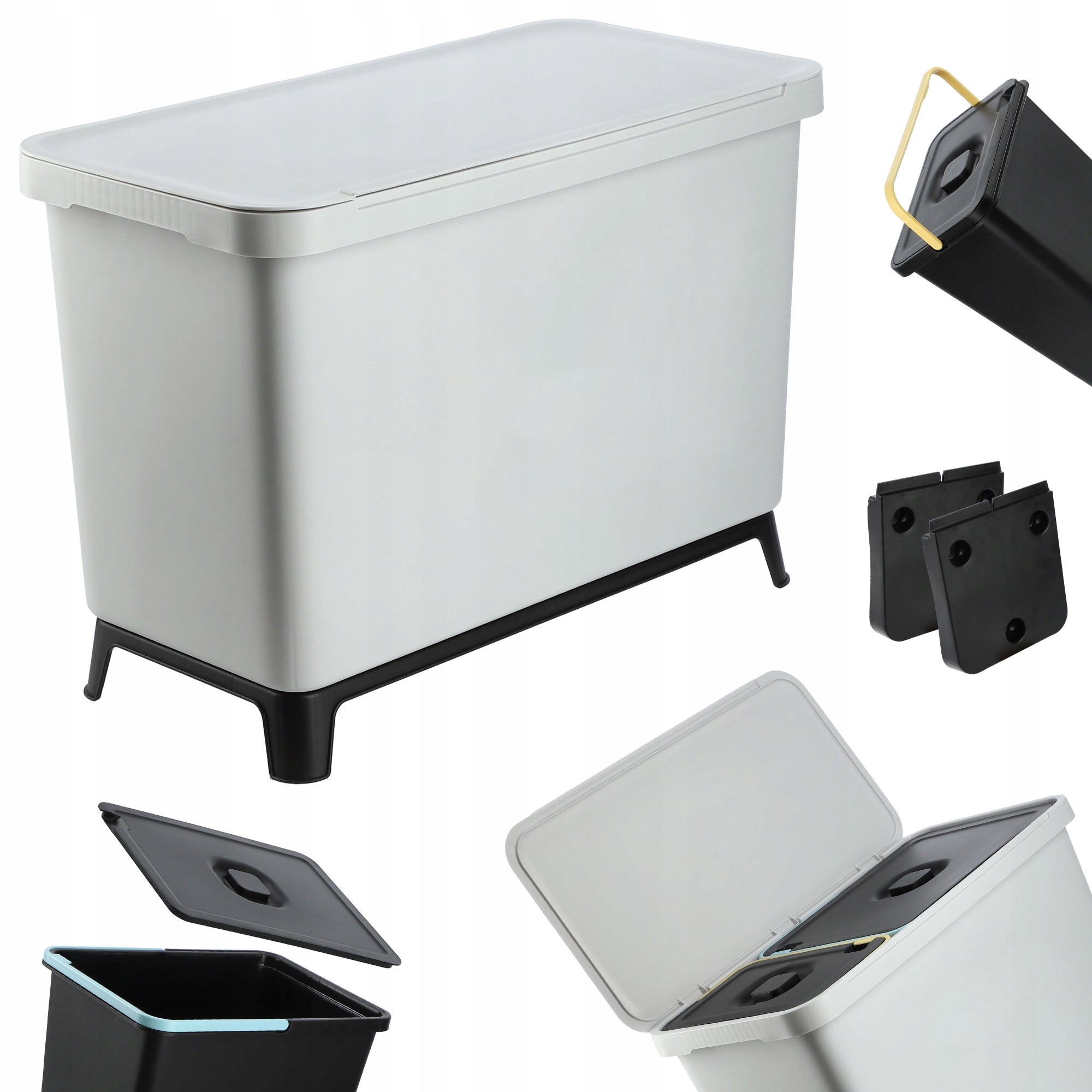 ZESTAW KOSZY NA ŚMIECI WISZĄCY POJEMNIK DO SEGREGACJI 10L+23L POPIEL