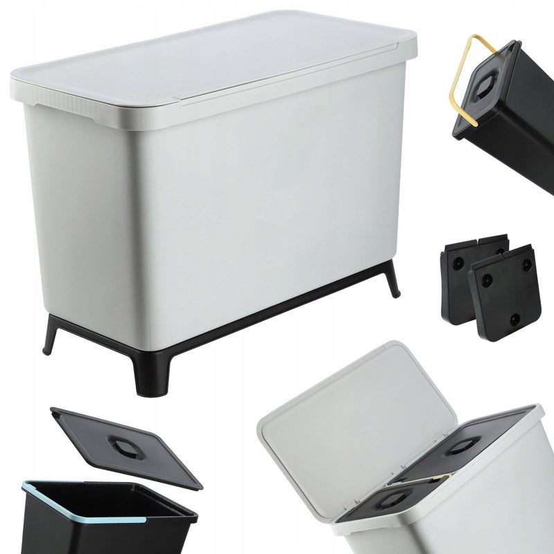 ZESTAW KOSZY NA ŚMIECI WISZĄCY POJEMNIK DO SEGREGACJI 10L+23L POPIEL