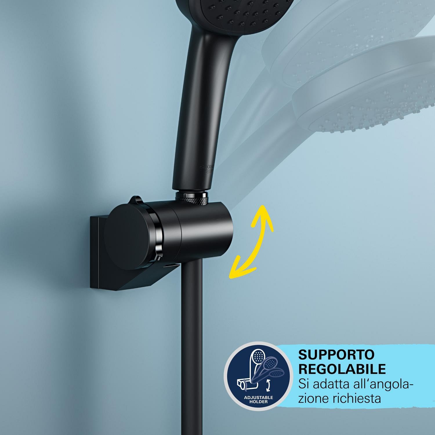 Support mural douchette orientable GROHE Vitalio Universal Noir - 6