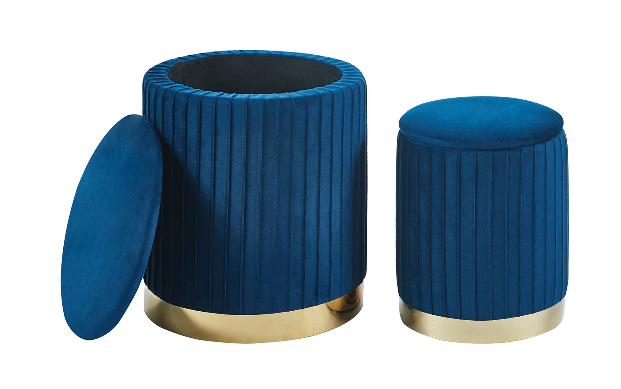 Set 2 Pouf Contenitore In Velluto - Design Moderno Con Base Metallica, Ideale Per Soggiorno O Camera - Foto 9