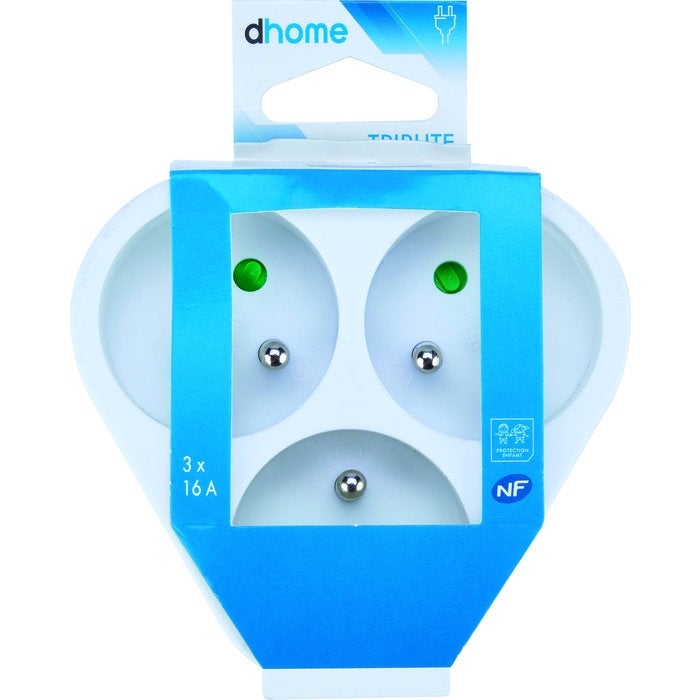 Fiche multiprise - Triplite - Dhome - 3 x 2P+T - 16 A - Blanc - 2