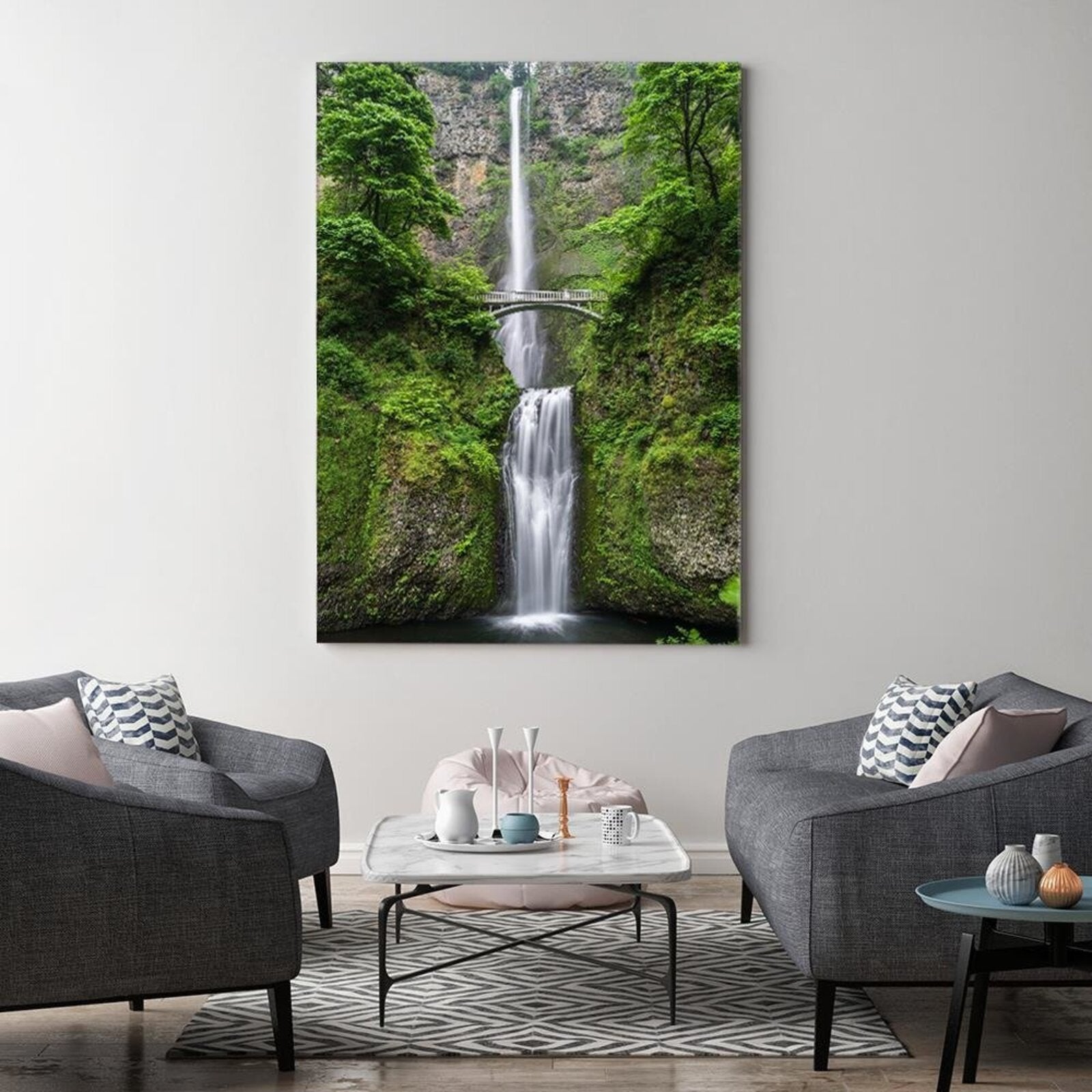 Tableau pont au-dessus d'une cascade - 80 x 120 cm - 3