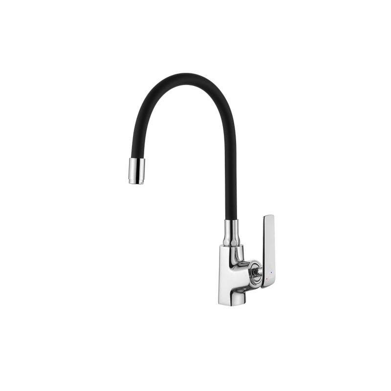 Bateria kuchenna z elastyczną wylewką Invena Sarti, chrom / czarny