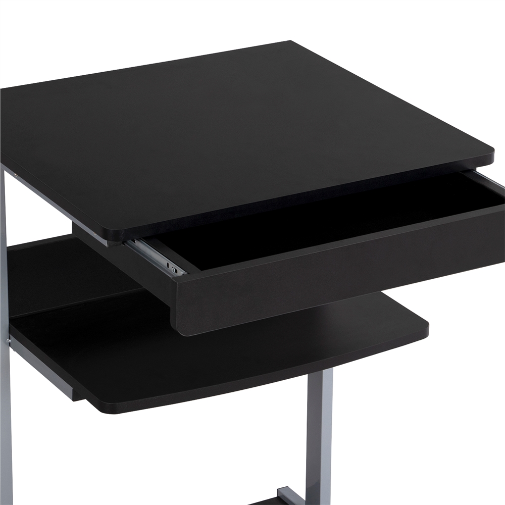 Bureau d'ordinateur Portable en Métal avec Roulettes et Tiroir Étagères de Rangement, Noir Yaheetech - 7