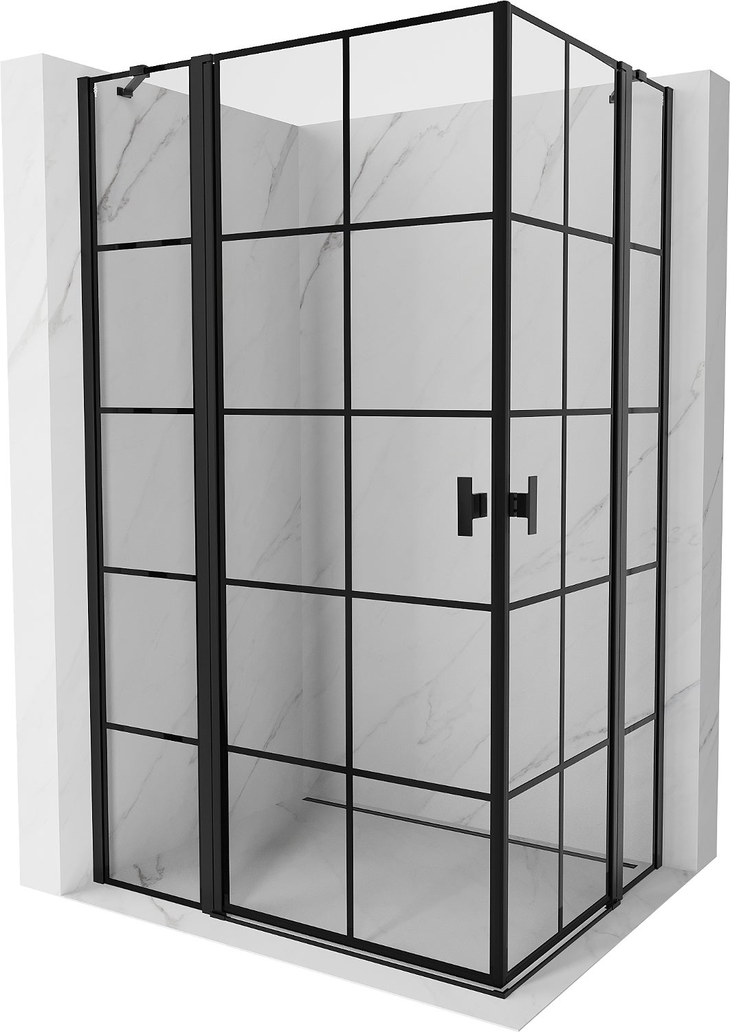 Mexen Mist Duo kabina prysznicowa uchylna 120 x 115 cm, czarna kratka, czarna - 8A4-120L-115P-70-77