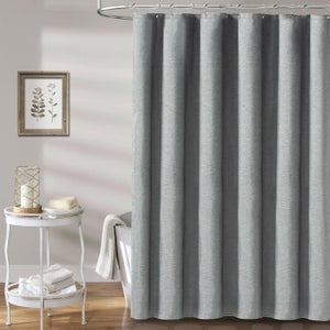 BOODII Tenda Doccia In Lino Naturale Con Fodera Rimovibile - Stile Rustico Con Finestra In Rete - 200 G/m² - Include 12 Ganci In Metallo