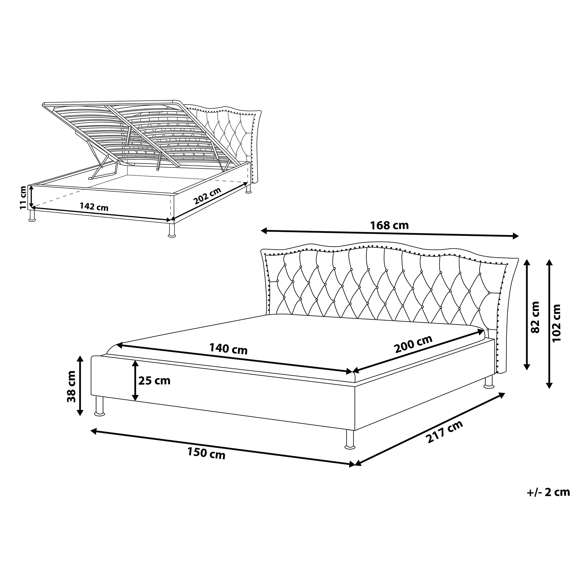 Letto contenitore Pelle sintetica METZ 140 x 200 cm Bianco - 3