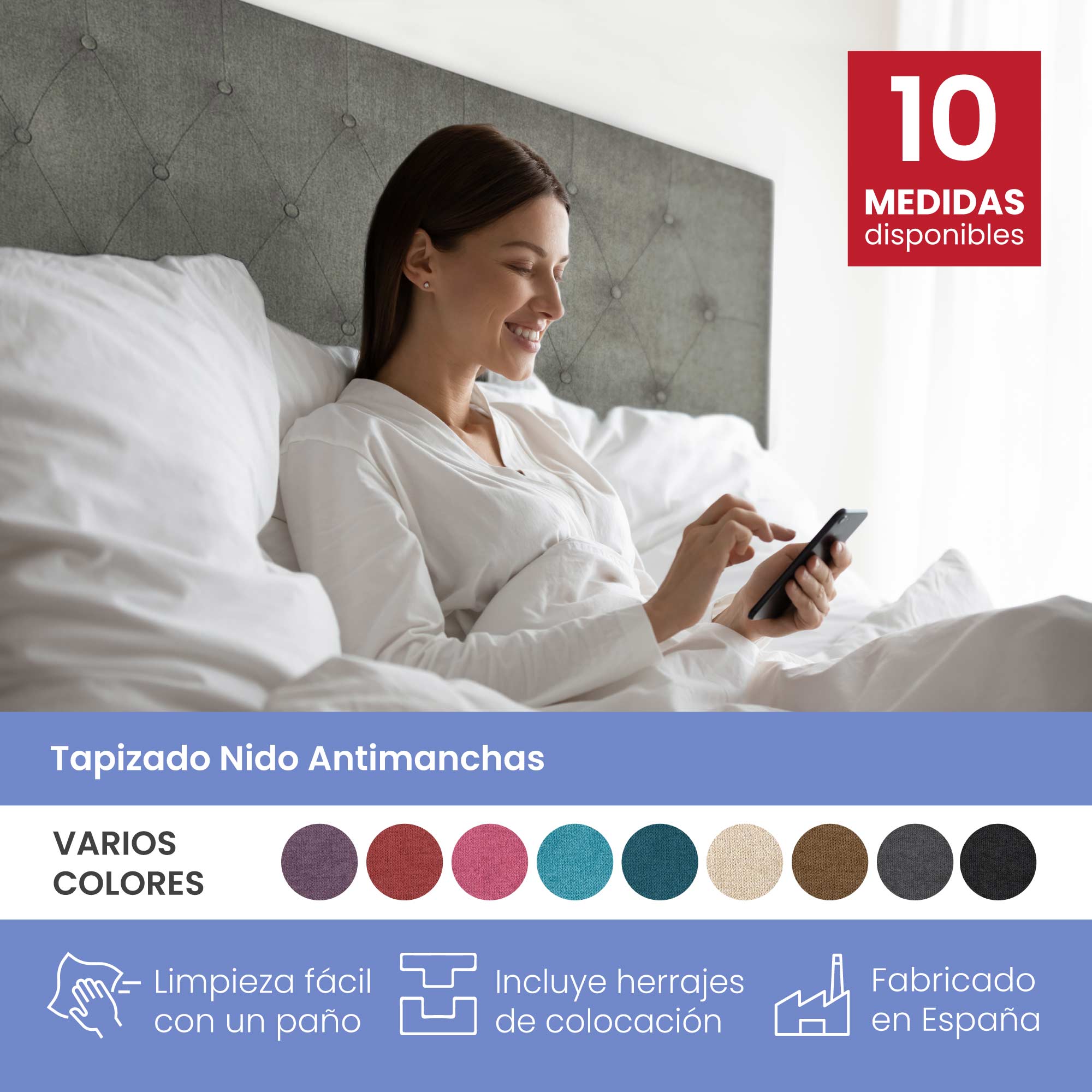 Cabeceros Afrodita Tapizado Nido Antimanchas Beige 160X120 de SonnoMattress - 5