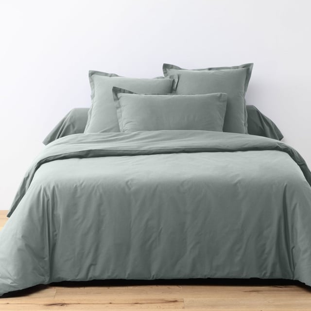 Housse de couette 240x260 cm + 2 taies d'oreiller carrées 100% Coton 57 fils Silver