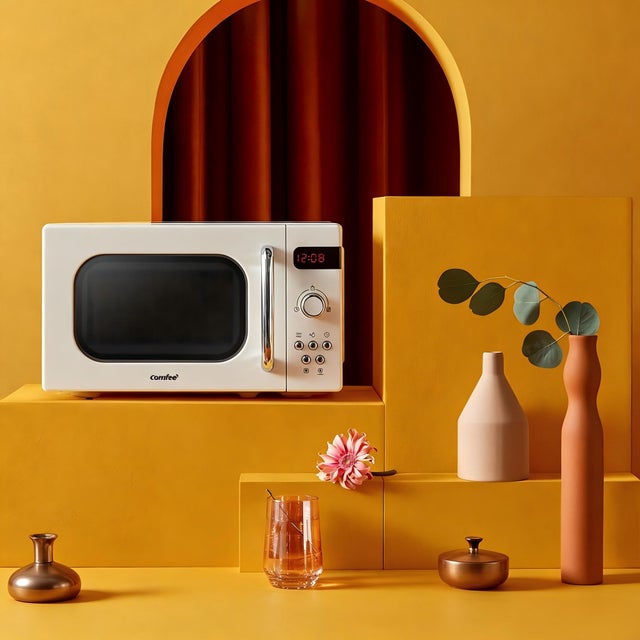Micro-ondes rétro de 20L - COMFEE CMSRO 20 di cr - 800W - Beige