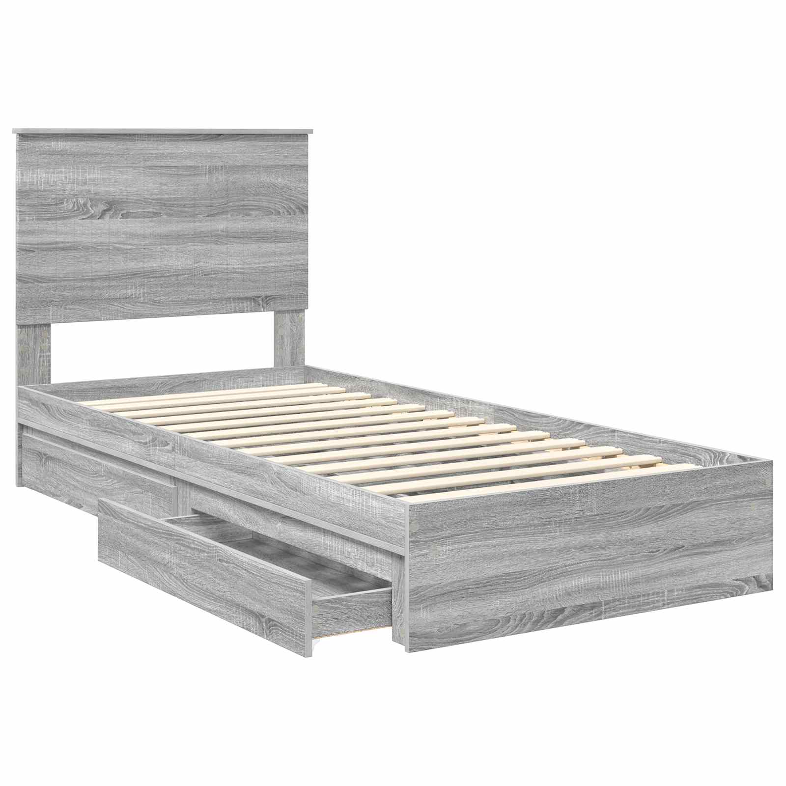 Lit de rangement Gris 90 x 200 cm Panneau de bois - 5