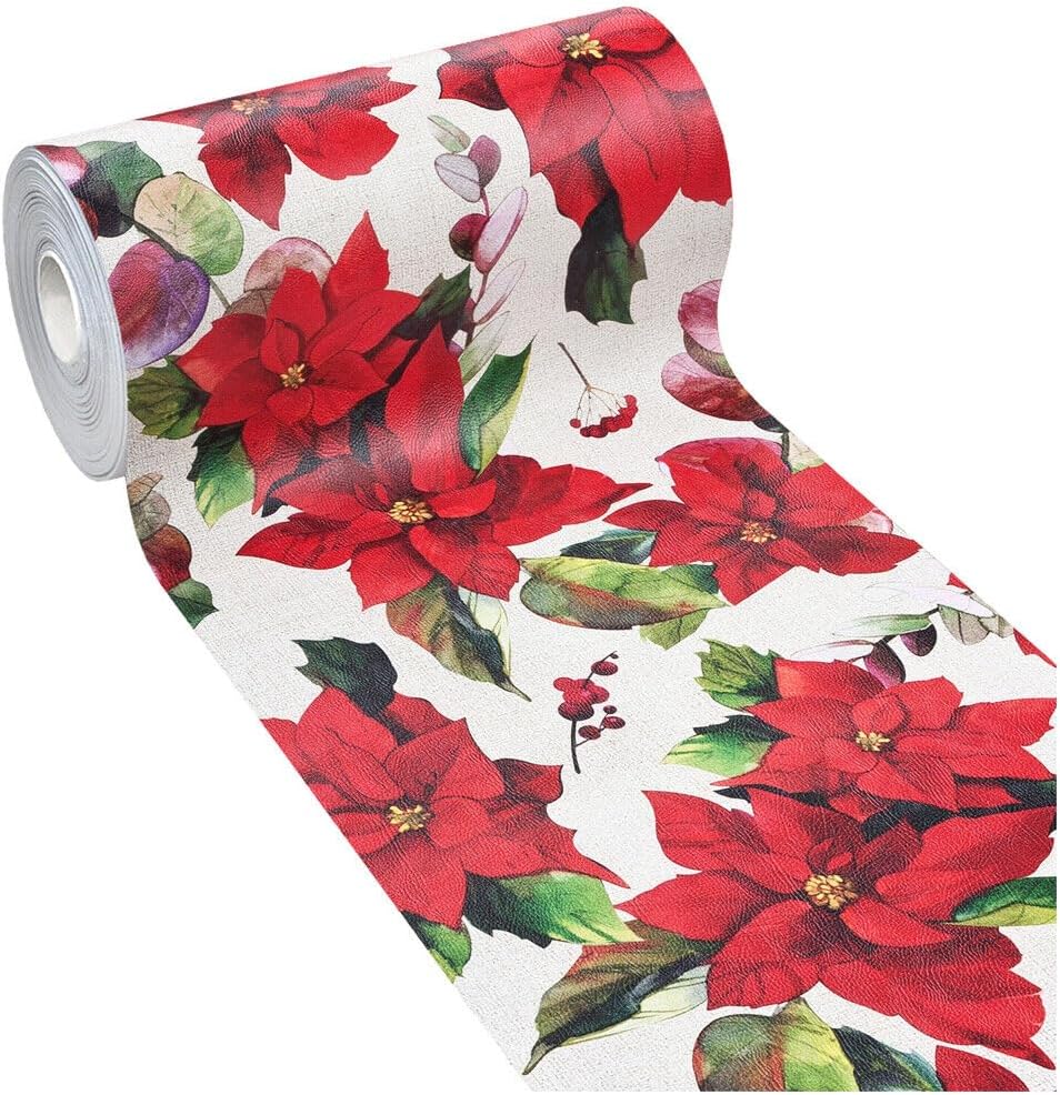 Alfombra de navidad 51x450 cm cocina pvc rugoso suave resistente a las manchas antideslizantes estrella navideña