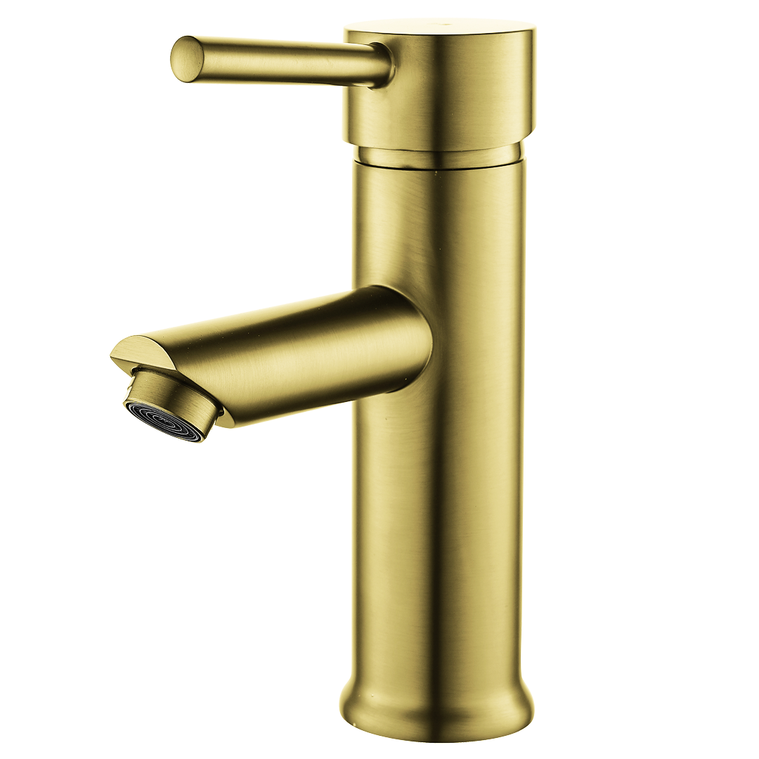 Deco bateria miedziana umywalkowa niska szczotkowane złoto