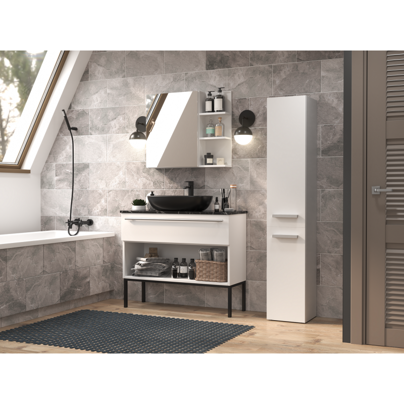 YANA - Mueble de baño con cesto de ropa - 31x30x174 cm - Columna de almacenamiento de baño - 3