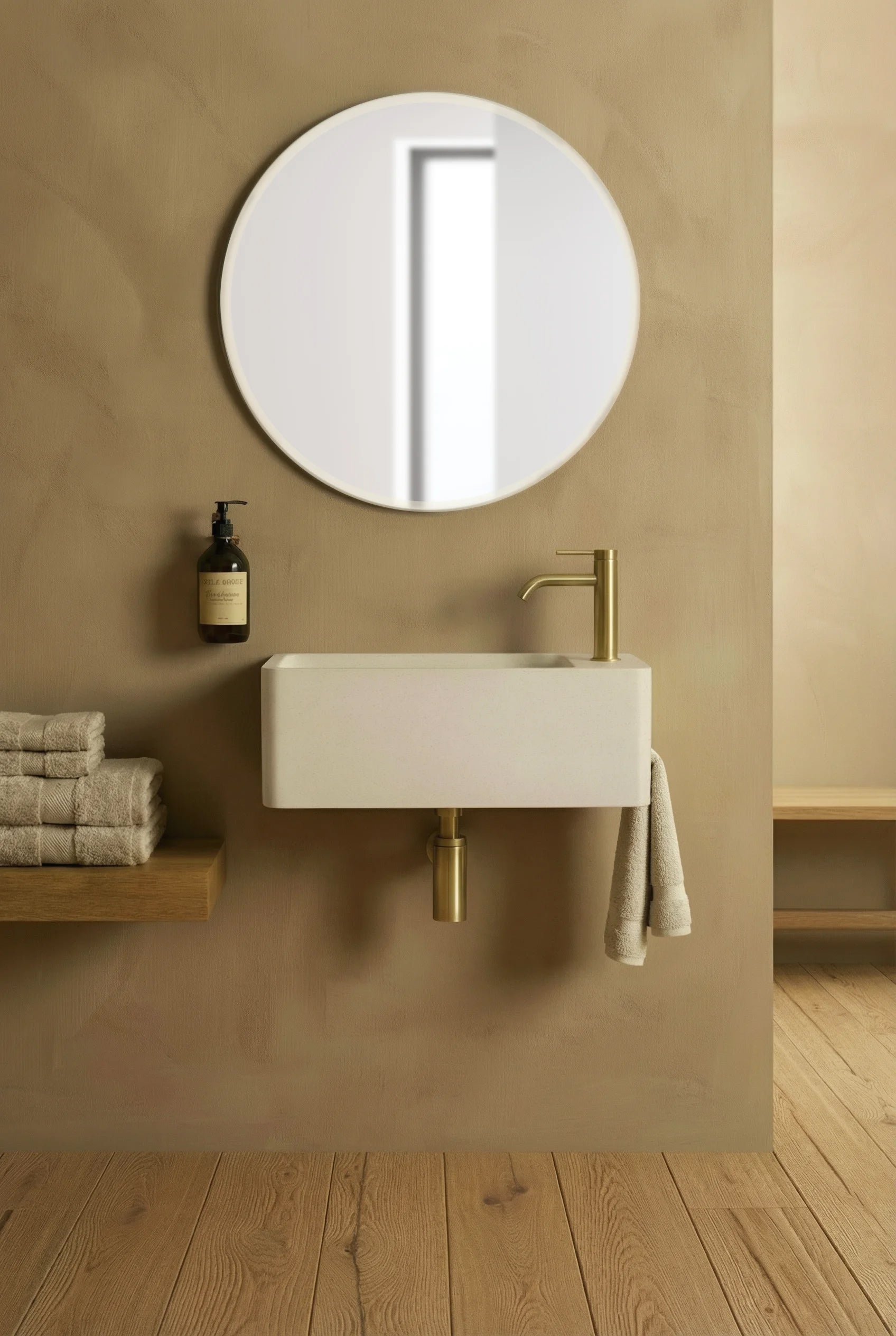 Vasque suspendue 55x23x20 KATE en béton minéral écru chiné BASS - 6