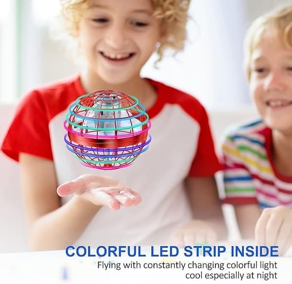 Magic Flying Ball – Palla volante volante a 360°, con illuminazione RGB, giocattolo volante da giardino, regalo per bambini, rossa. - 2