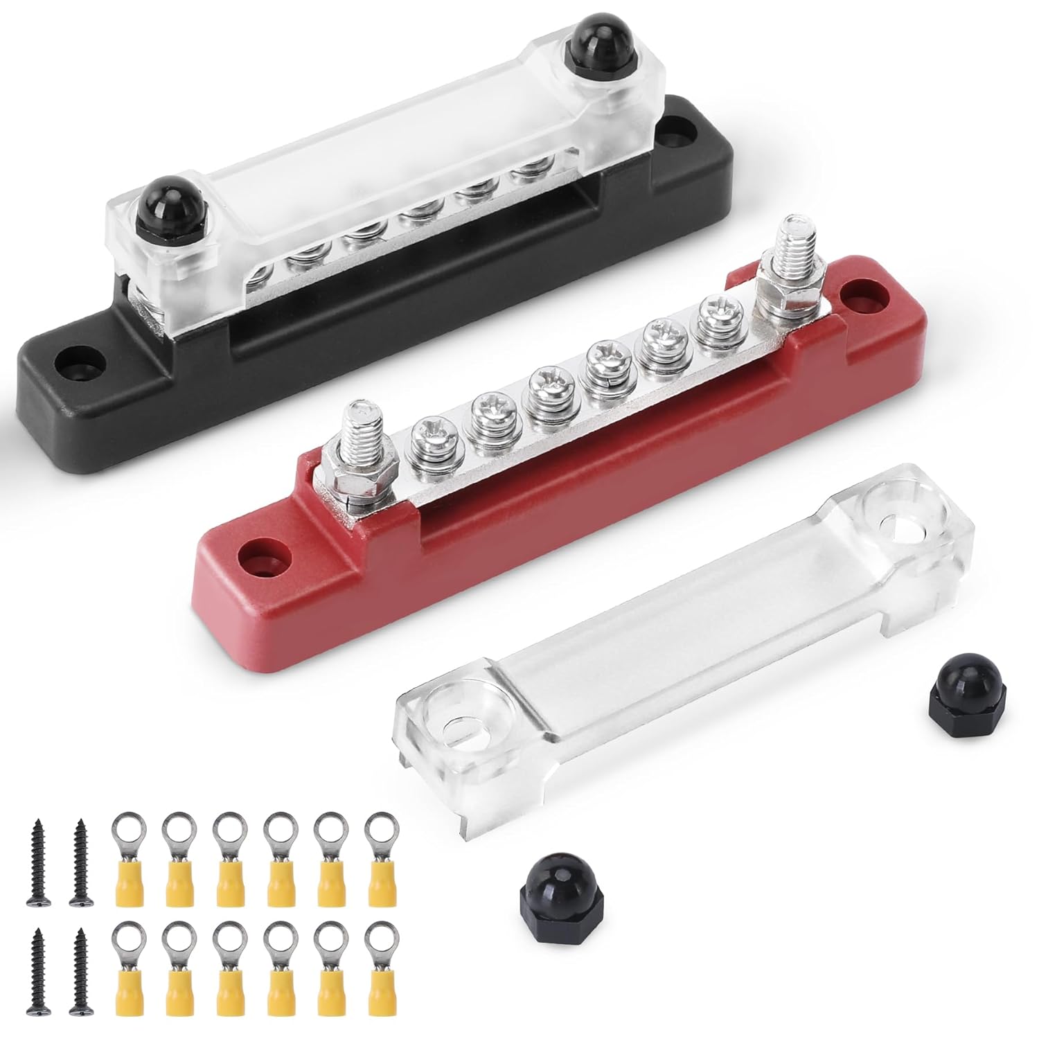 Szt. 12 V-48 V DC Blok rozdzielczy zasilania szyny zbiorczej 150 A z 6 śrubami zaciskowymi M4 i 12 złączami M4