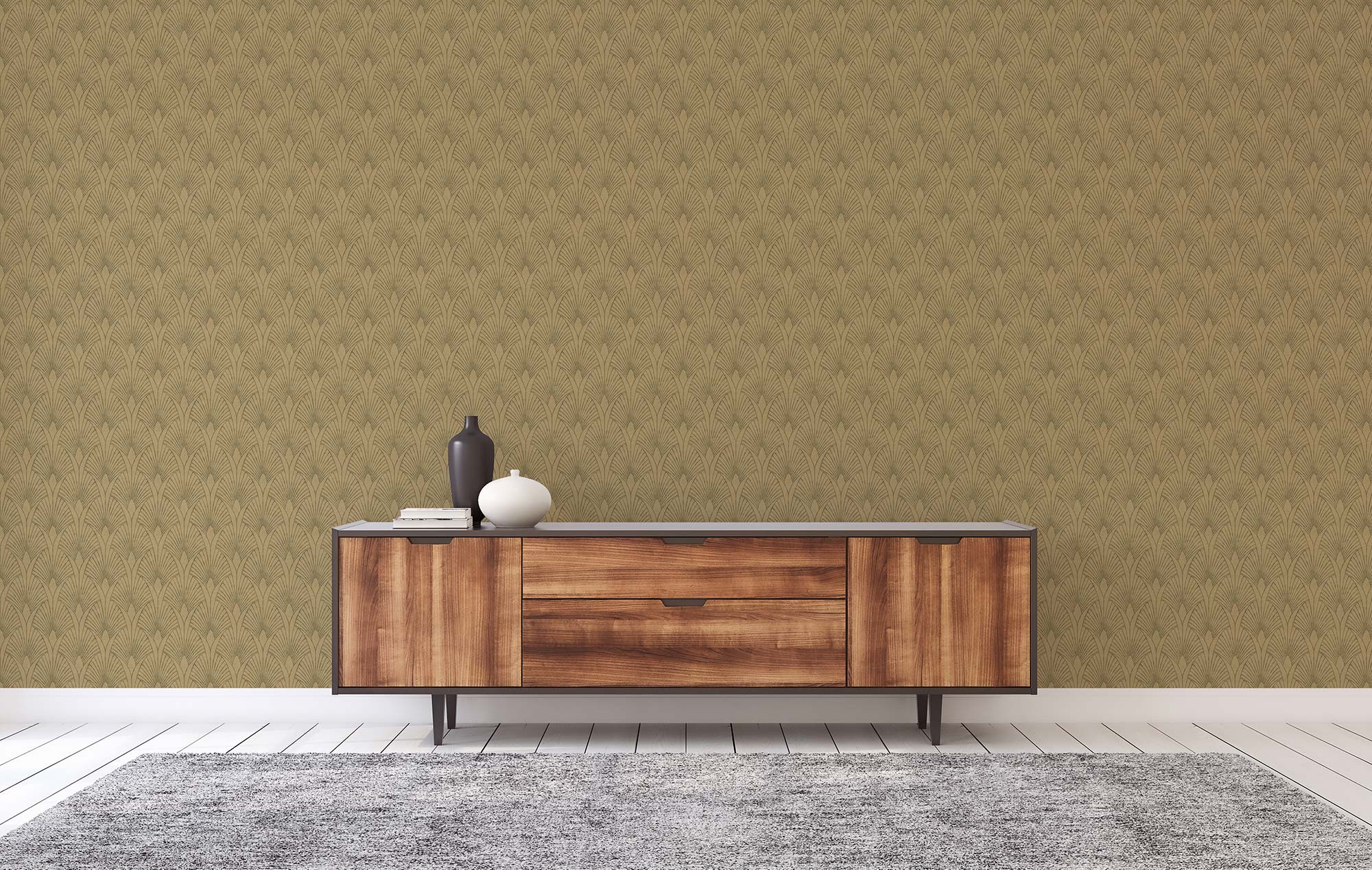 Papel Tapiz Art Deco Que Es Negro Y Dorado. | Foto Premium