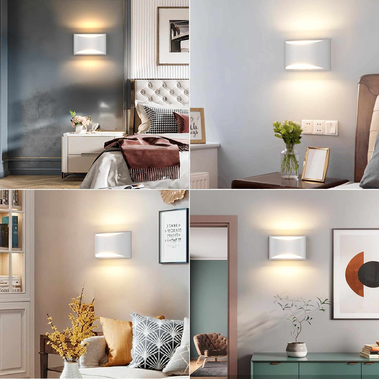 Apliques de pared LED de 2 uds, luces de pared blancas cálidas de 3000K, luz de montaje en pared arriba y abajo de 7W, lámpara de pared interior - 7