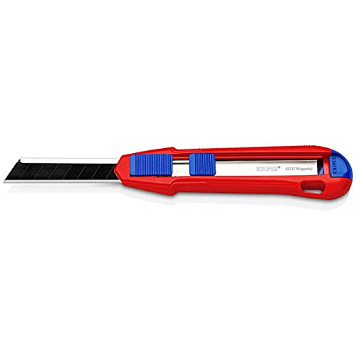 Knipex CutiX Cutter universel en magnésium, 165mm, barre de stabilisation, verrouillage de la lame, lame sécable 18 mm, cutter, couteau, 90 10 165 BK