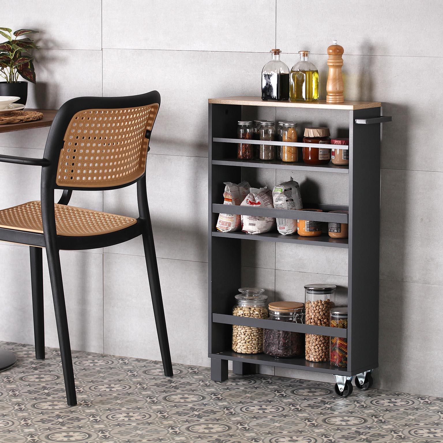 Carrello da cucina Versa Versatile Style, misure (A x L x L) 70 x 40,0 x 68,0 cm, legno MDF, metallo nero | Leroy Merlin