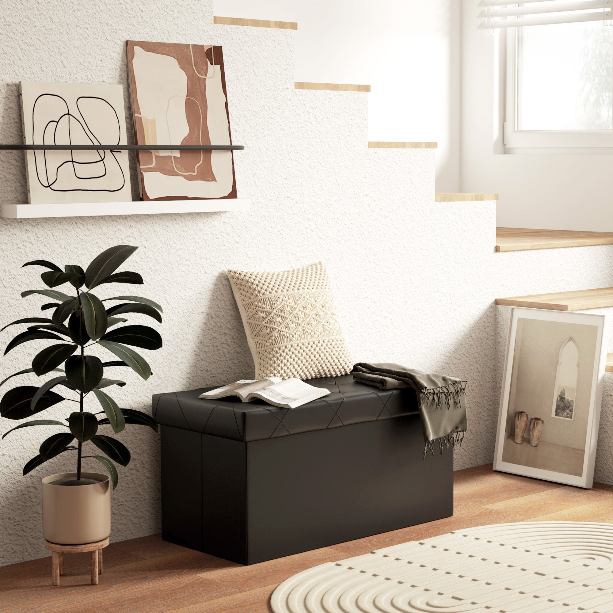 PINPLUS Panca Ottomana Pieghevole Con Vassoio Con Coperchio, 76,2 - Foto 13