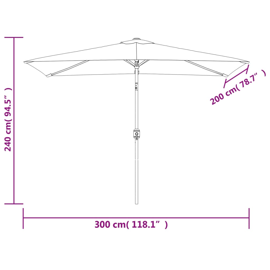 Parasol 200 x 300 cm Blanc sable Rectangulaire - 5