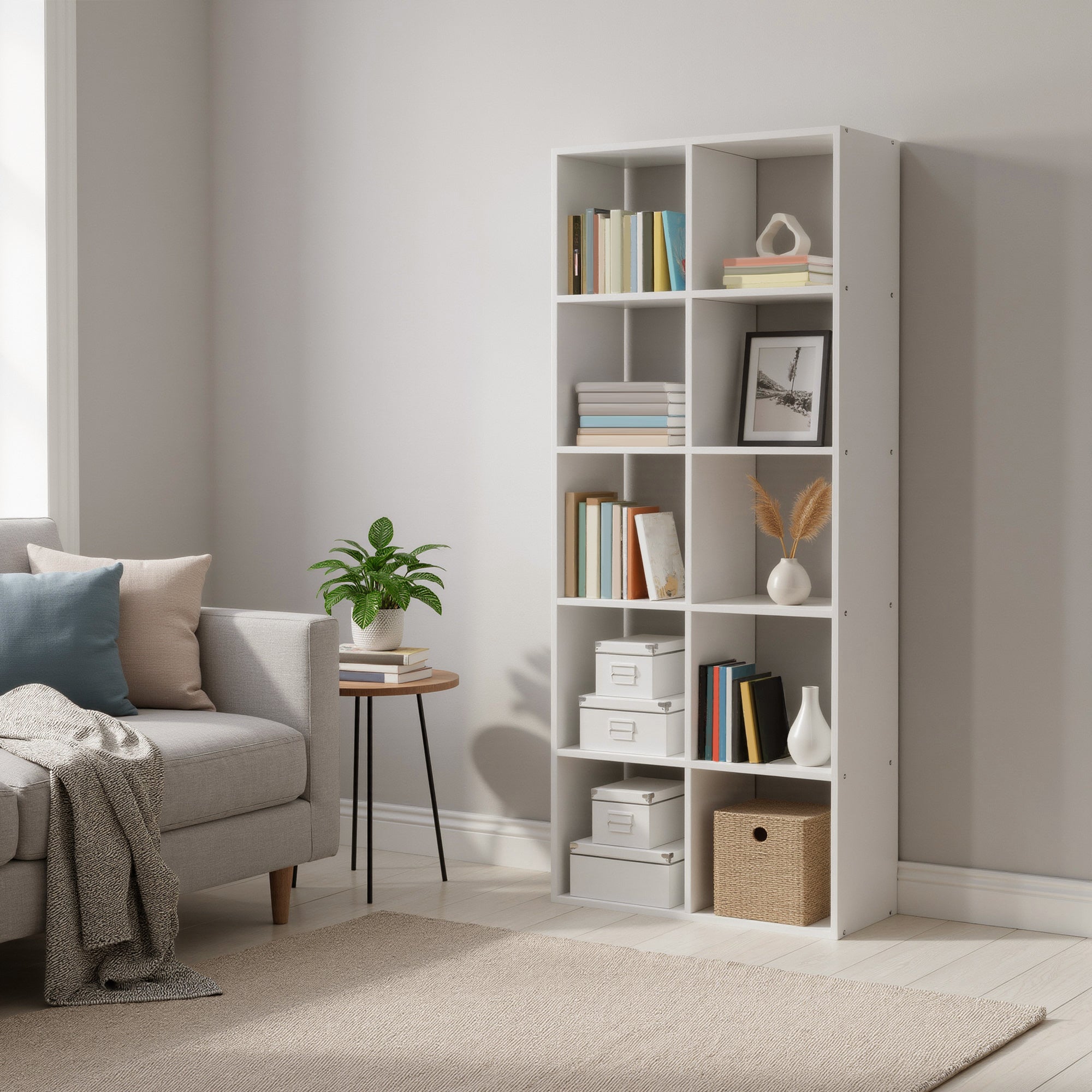 Étagère à 10 Cubes, Bibliothèque Polyvalente pour Salon, Bureau, Chambre, Blanc - 3