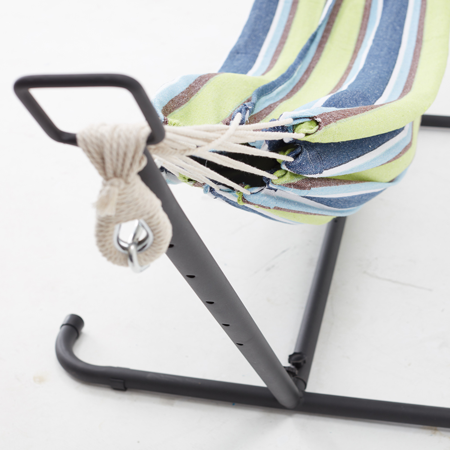 Hamac sur pied 2,6 m avec toile en polyester bleu et vert COPACABANA - 8