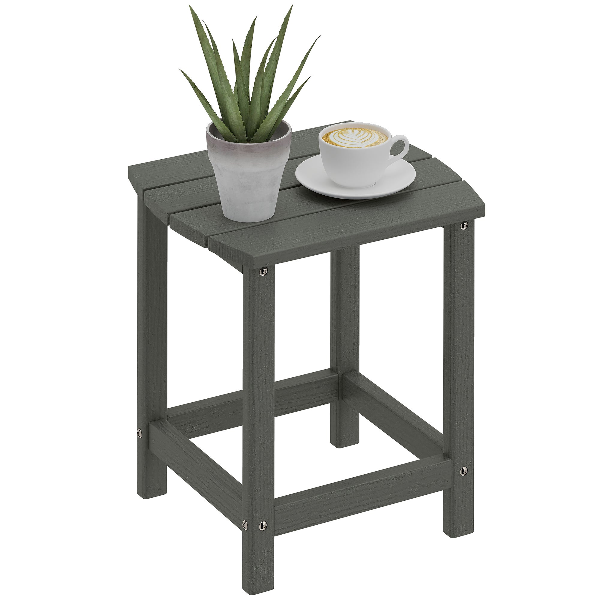 Stół ogrodowy, stół balkonowy odporny na warunki atmosferyczne z HDPE, stół jadalny, stół kempingowy do ogrodu, tarasu, balkonu 48x37x46 cm, szary