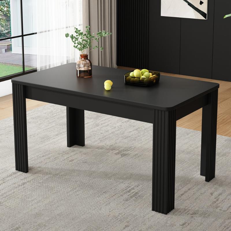 Nowoczesny stół jadalny z dębu – elegancki design z 4 solidnymi nogami, łatwa w pielęgnacji powierzchnia, do jadalni i kawiarni, kolor czarny