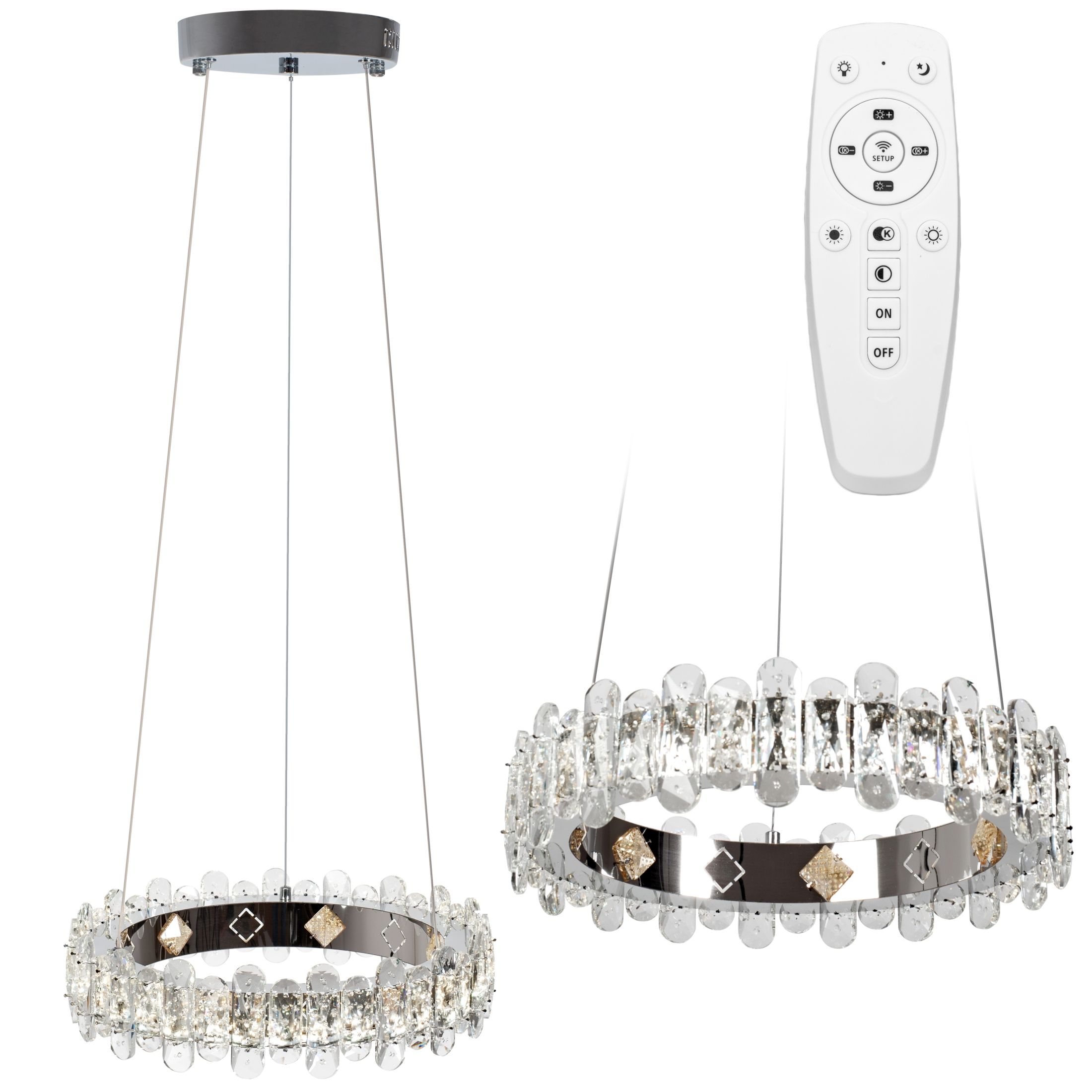 Lampa Sufitowa Kryształowa Led Toolight App1041-Cp Szary