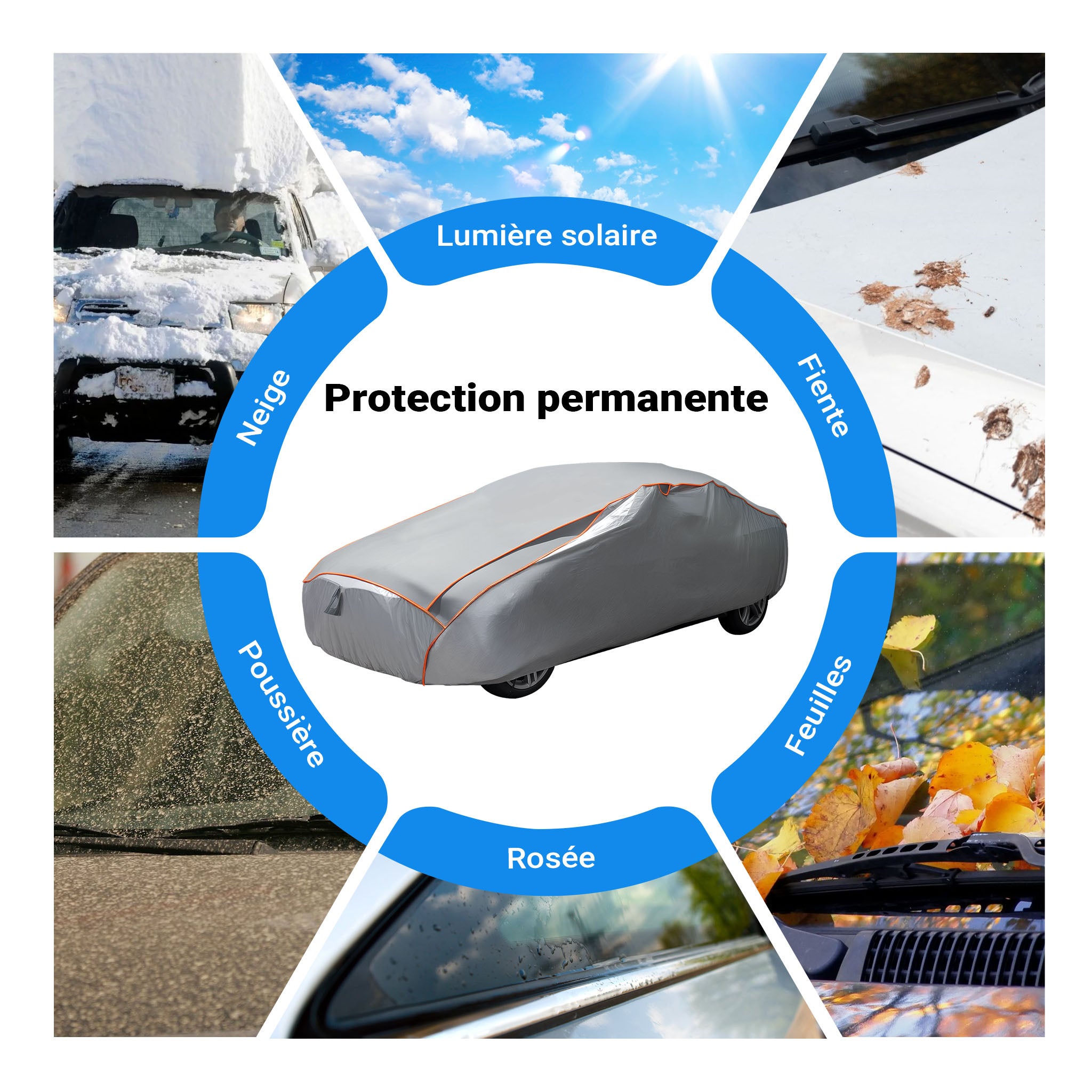 Housse extérieure anti-grêle pour voitures – Taille XXL / 572 x 203 x 119 cm – Bâche de protection étanche et respirante anti-rayures… XPOtool - 8