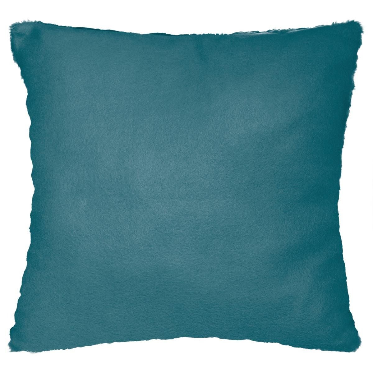Coussin - effet fourrure - bleu canard - 45x45 cm - Atmosphera créateur d'intérieur - 5