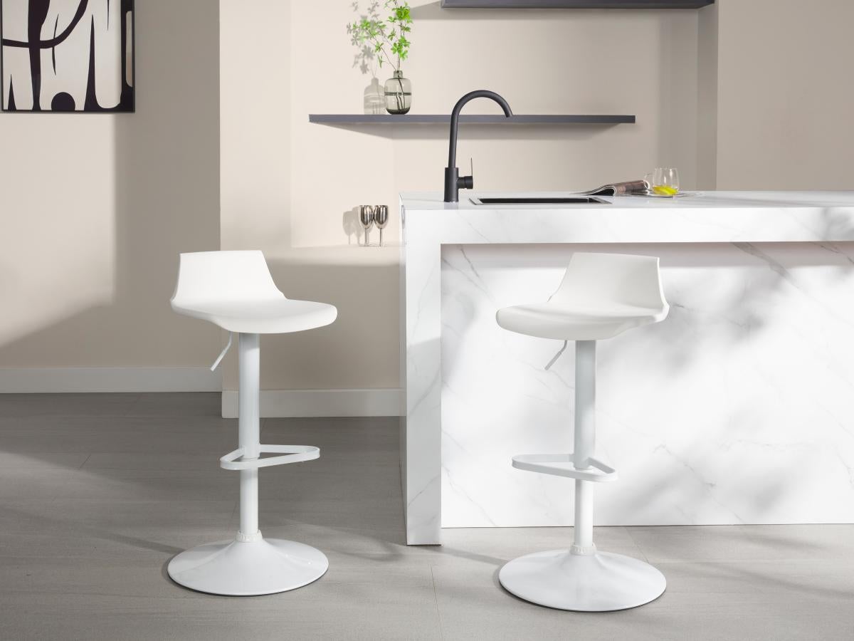 Tabouret de bar - Polypropylène - Hauteur réglable - Coloris blanc - CALAS - 7