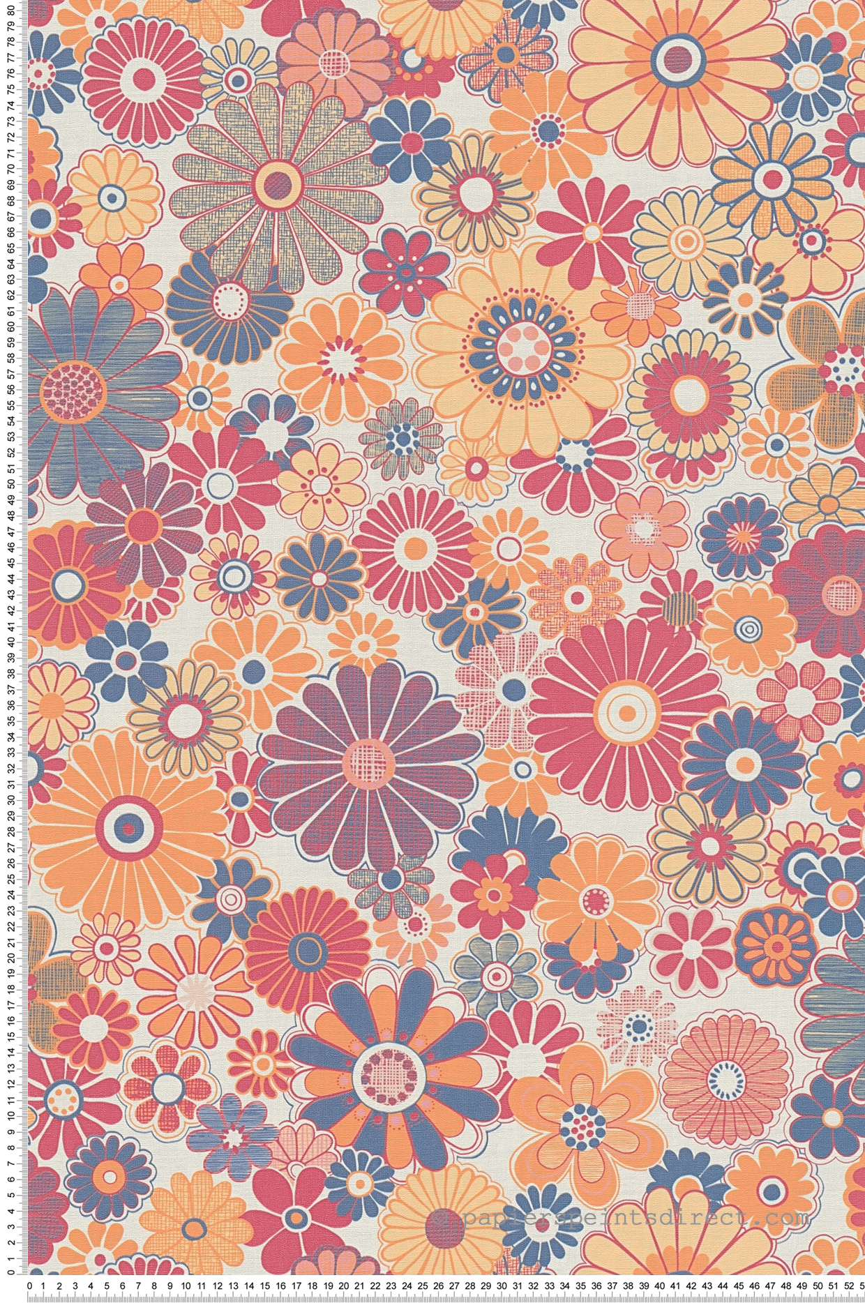 Papel pintado flores pequeñas de colores tejido no tejido papel pintado retro chic para recibidor y comedor