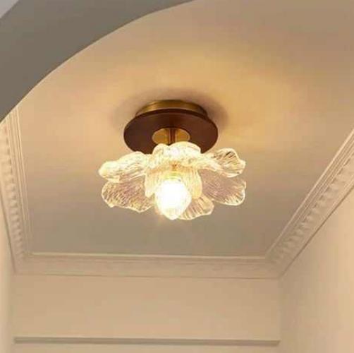 Retro lampa sufitowa French Gardenia, [Orzech + Przezroczysta], Pełne spektrum ochrony oczu [Światło trójbarwne] 220 V, Gwint E27