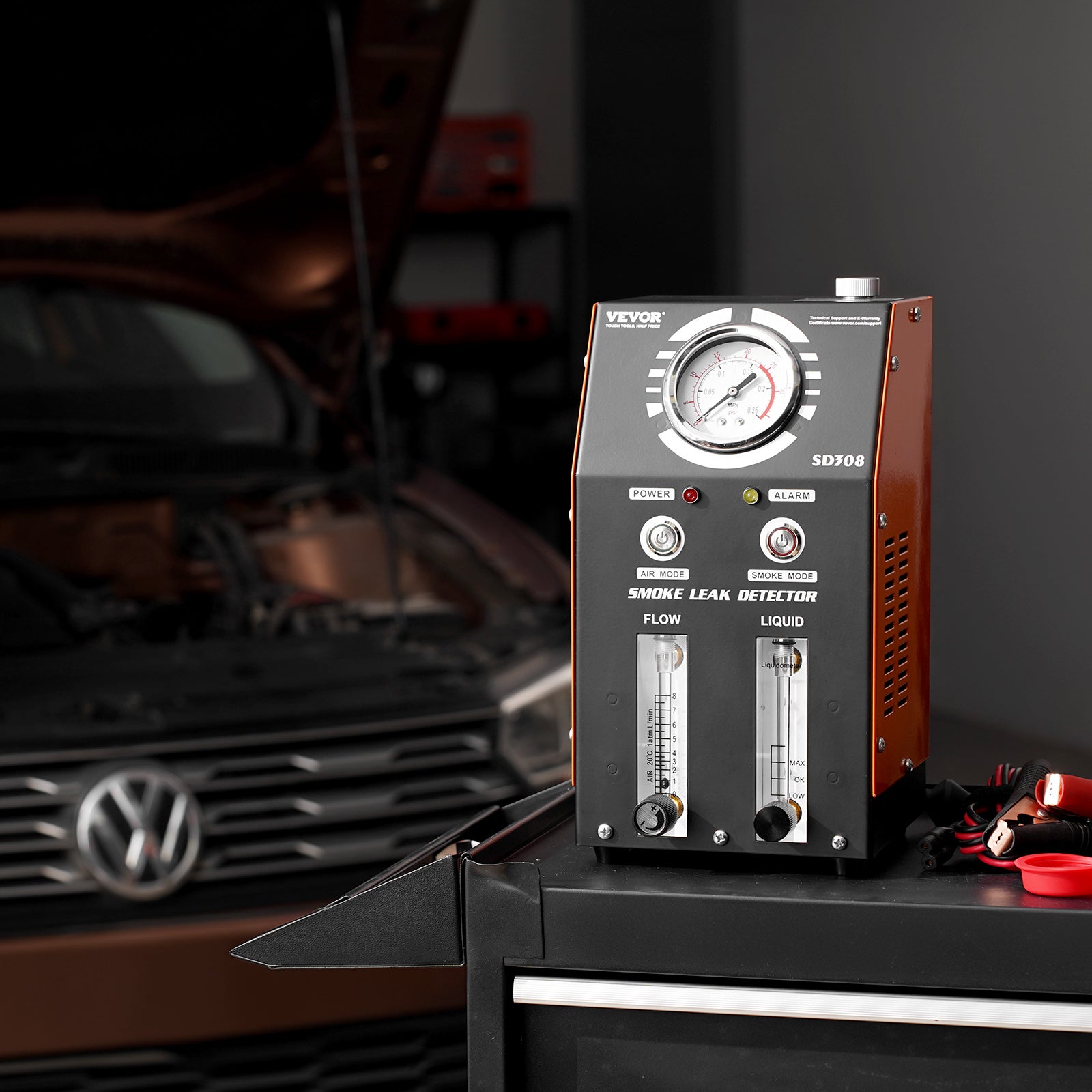 Détecteur fuite carburant,VEVOR 2 modes,avec pompe intégrée,manomètre,niveau d'huile et débitmètre,outil de diagnostic du système d'échappement - 8
