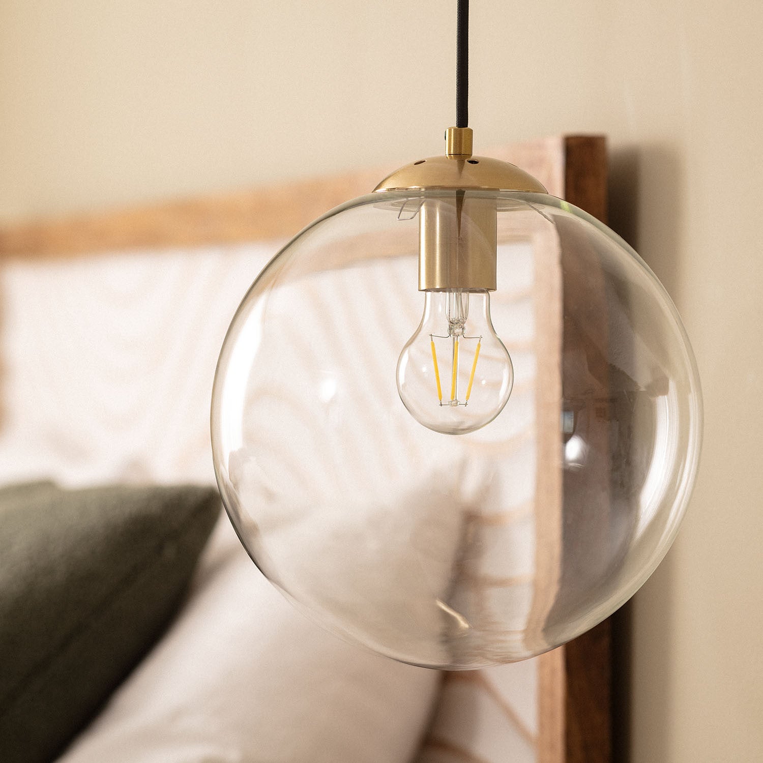 Envostar Tisan lampada a sospensione legno/vetro a 3 luci