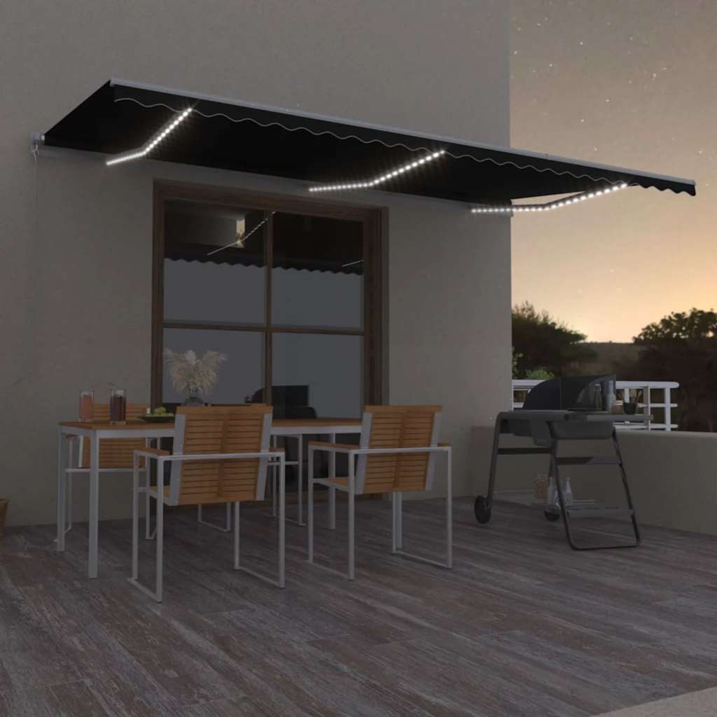 Ręcznie zwijana markiza z LED, 600 x 300 cm, antracytowa vidaXL