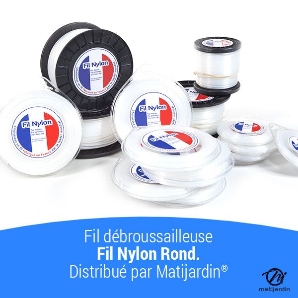 Fil nylon 1,2 mm x 15 m Rond Blanc Blister par 3 - 4