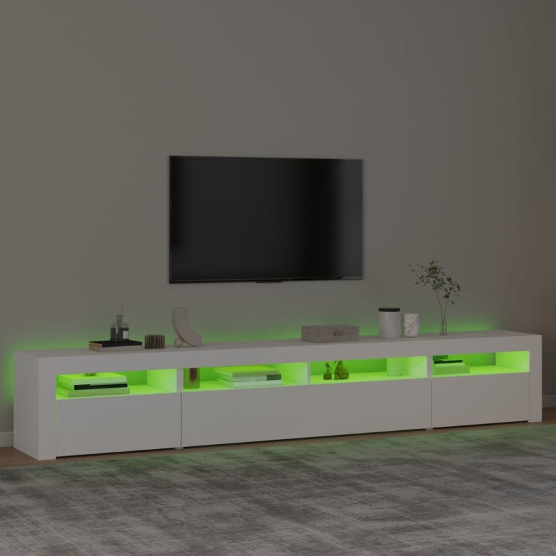 Meuble TV avec lumières LED Blanc 240x35x40 cm - 4