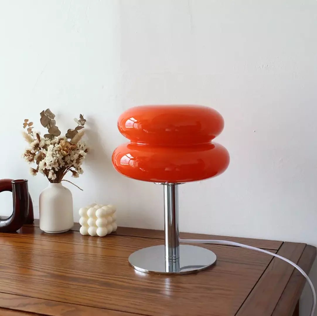 Lampe de chevet en PE, lampe de table moderne du milieu du siècle pour chevet, 3 températures de couleur, lampe de bureau rétro, orange - 5